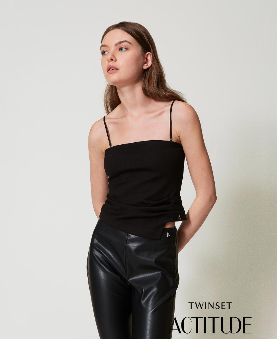 Twin Set Top Fitted Con Drappeggio