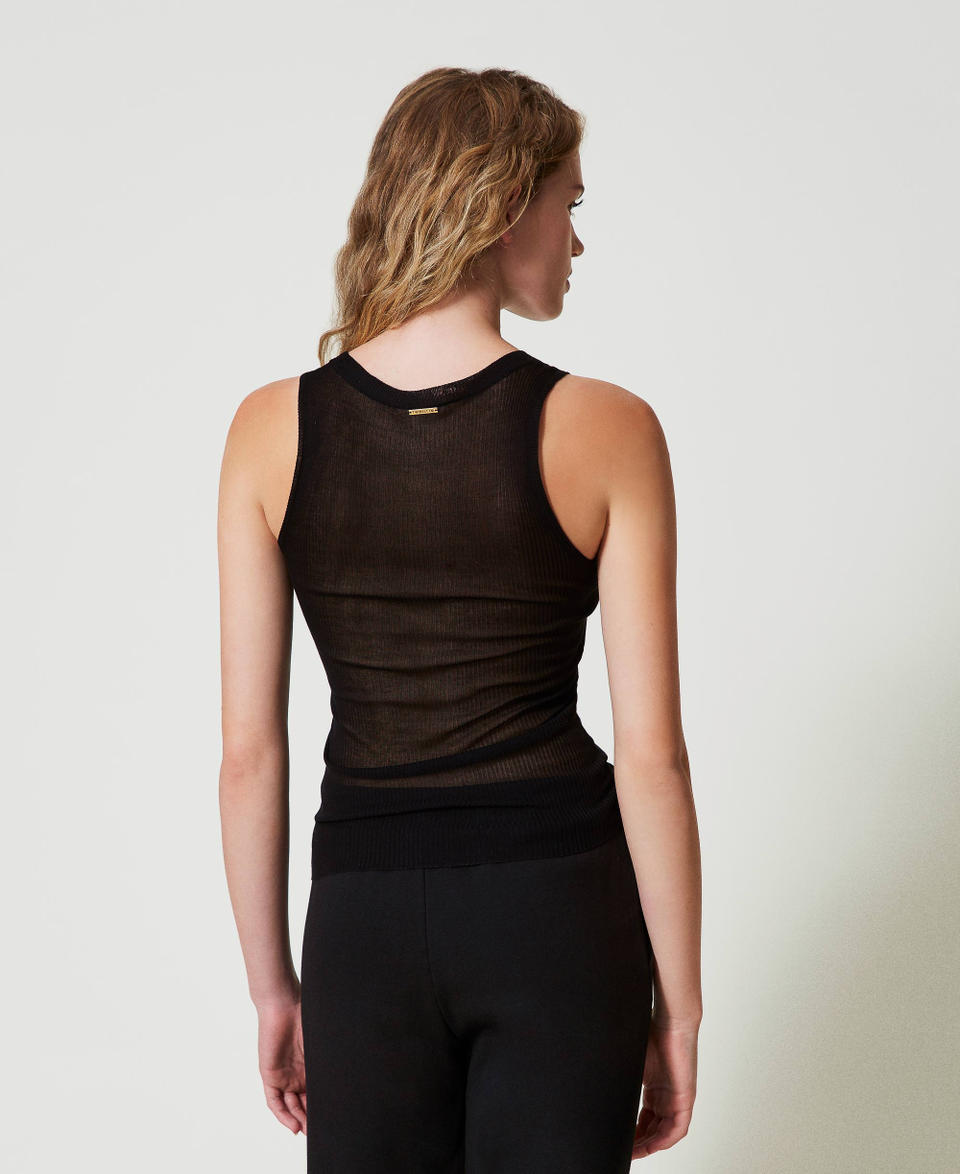 Twin Set Top Fitted In Maglia Di Viscosa