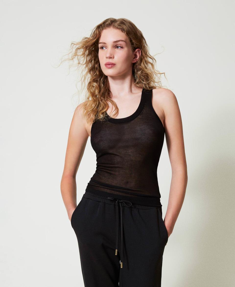 Twin Set Top Fitted In Maglia Di Viscosa