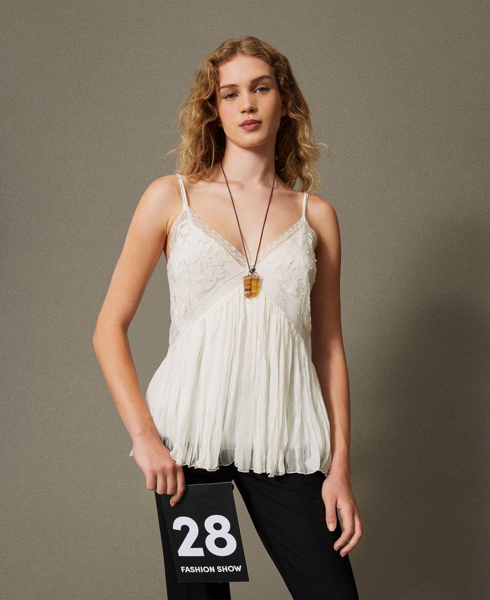 Twin Set Top in creponne e tulle