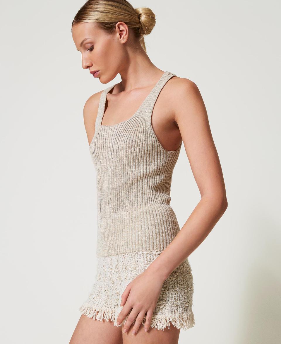 Twin Set Top In Maglia Di Misto Lino