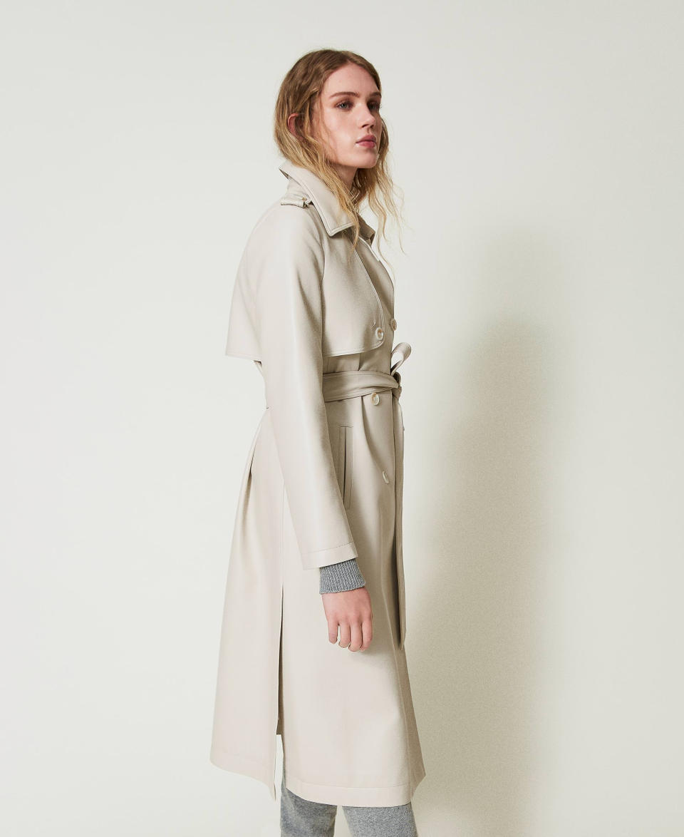 Twin Set Trench Lungo Spalmato Con Cintura