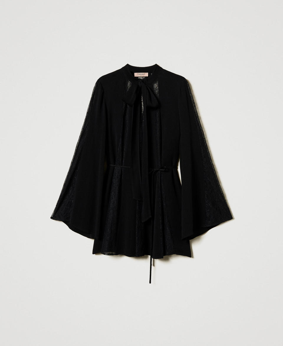 Twin Set Tunica In Crêpe Con Pizzo