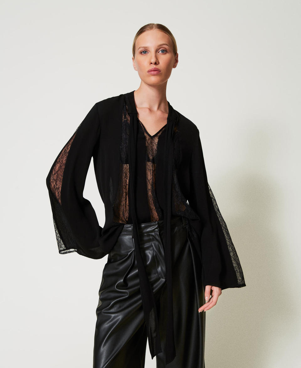 Twin Set Tunica in crêpe con pizzo