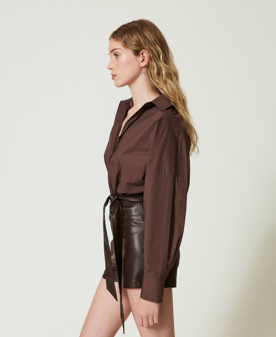 Twin Set Tuta Corta In Popeline E Tessuto Spalmato