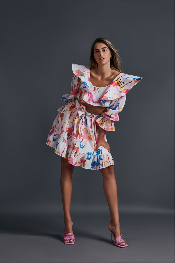 U R Ink LA PAZ 124S3U6 TOP E BODY BIANCO-ROSA-BLU