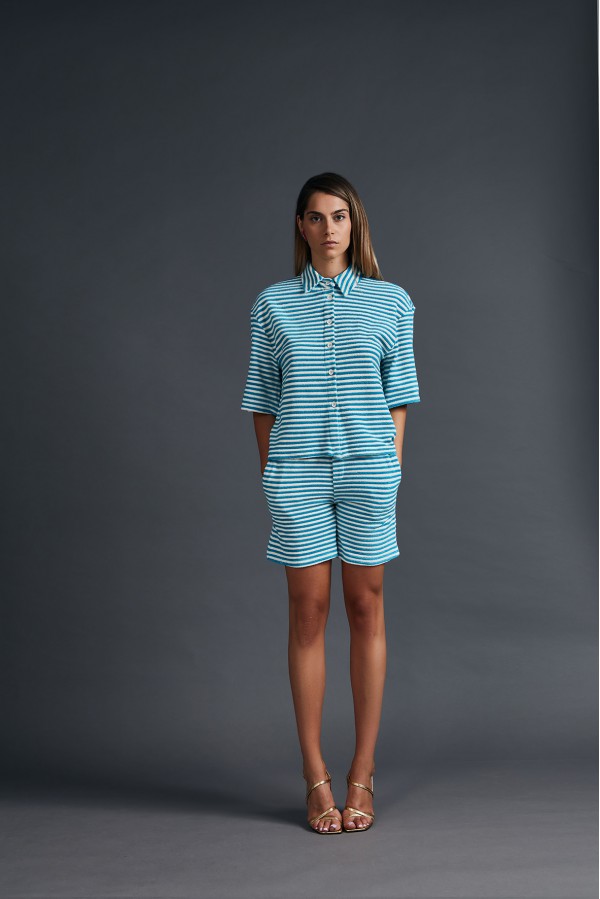 U R Ink LAS TUNAS 134S3V9 T-SHIRT BIANCO-CELESTE