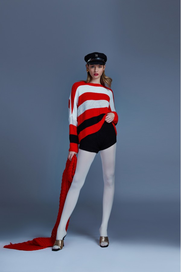 U R Ink MENDOZA134W20A MAGLIERIA ROSSO/BIANCO/NERO