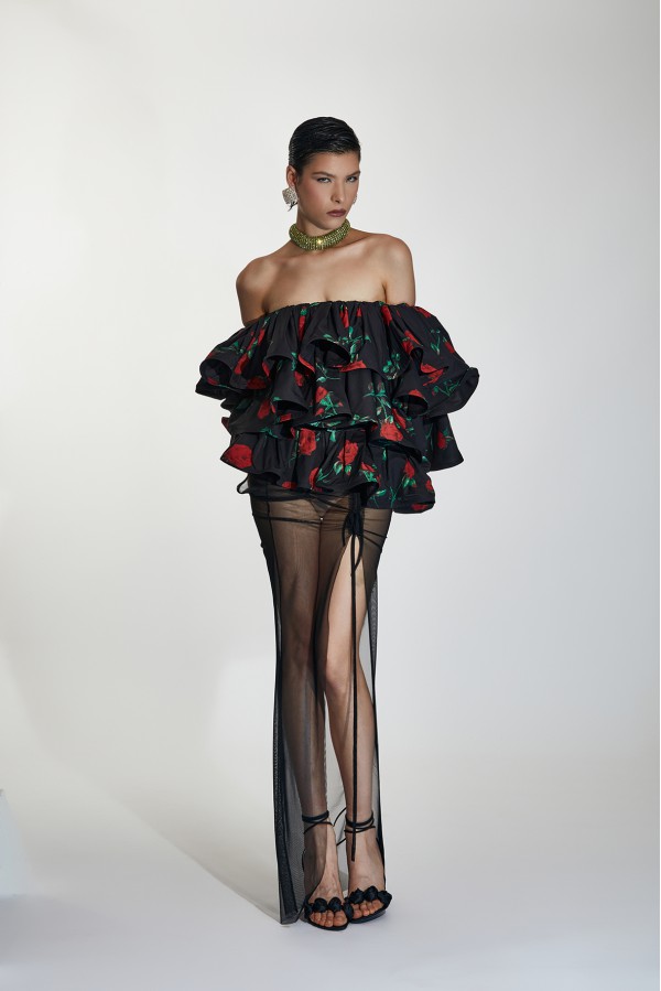 U R Ink VISEU 234S4J0 CAMICIE e BLUSE NERO-ROSSO