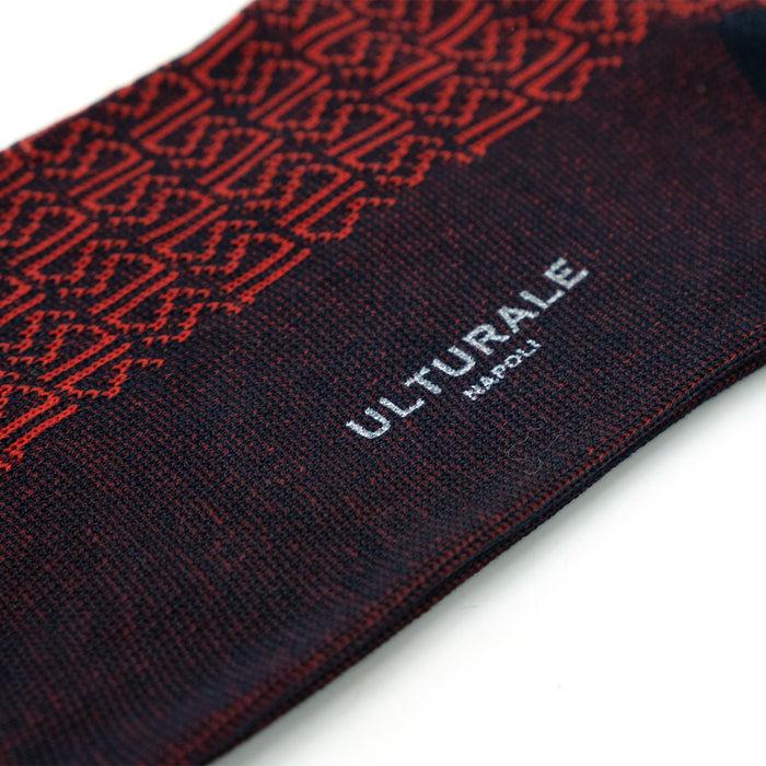 Ulturale Calza Blu Con Pattern Ulturale Rosso 100% Cotone Filoscozia - Ulturale