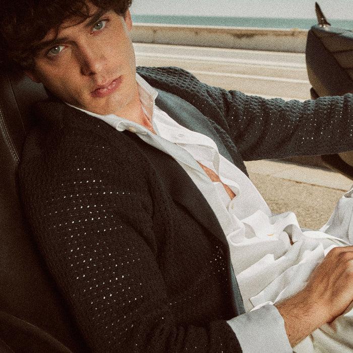 Ulturale Cardigan Blu Uomo Con Collo A Scialle – Ulturale