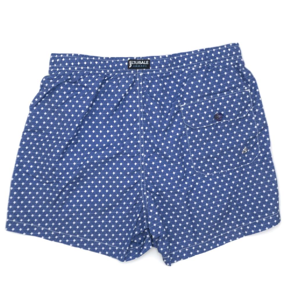 Ulturale Costume con pattern geometrico quadrato blu e bianco – Ulturale