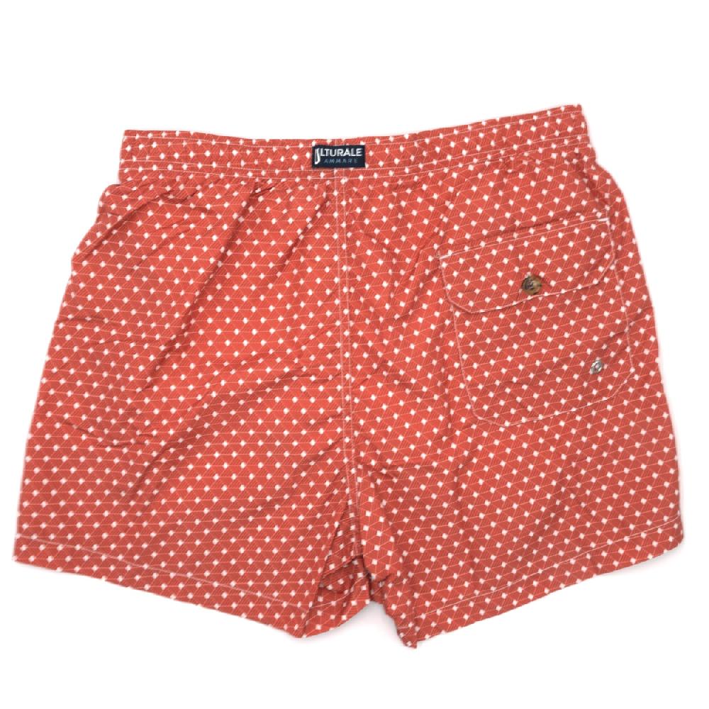 Ulturale Costume con pattern geometrico quadrato rosso e bianco – Ulturale