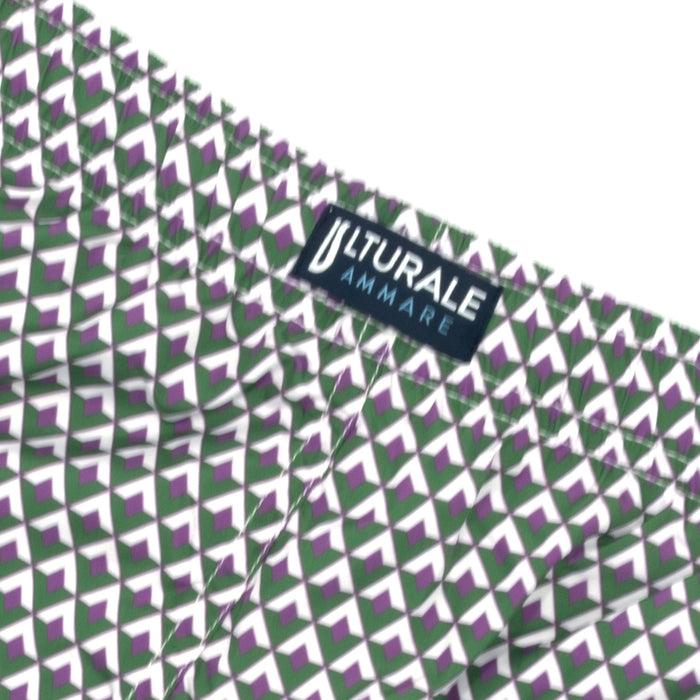 Ulturale Costume Con Pattern Rombi Verde Bianco E Viola – Ulturale