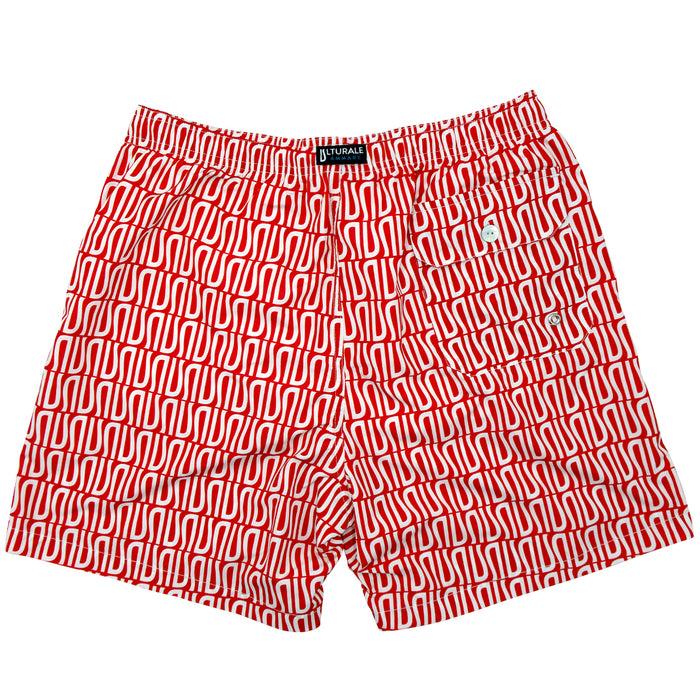 Ulturale Costume Rosso Con Pattern Ulturale Bianco – Ulturale