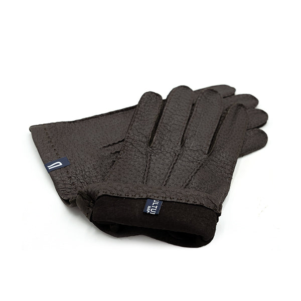 Ulturale Guanti Uomo Marrone Scuro In Peccary Sfoderato Con Cashmere Interno - Ulturale