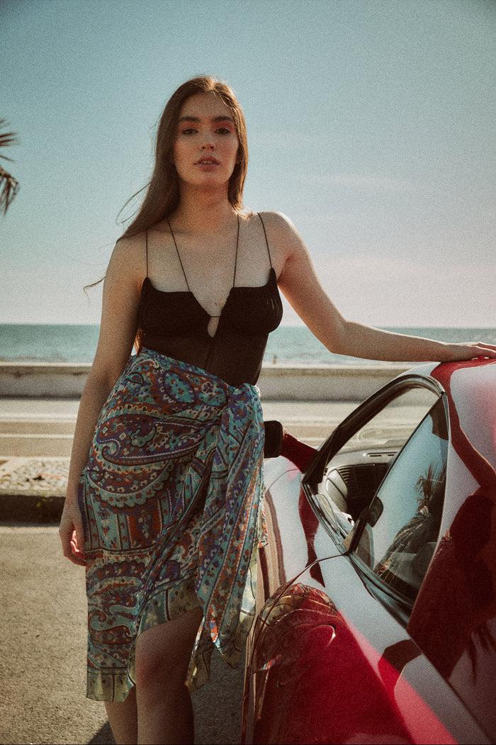 Ulturale Pareo Fantasia Blu In 100% Micromodal - Ulturale