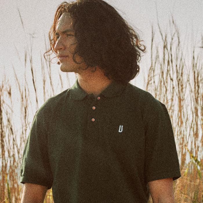 Ulturale Polo Verde Con Bottoni In Corallo E Argento In 100% Cotone - Ulturale