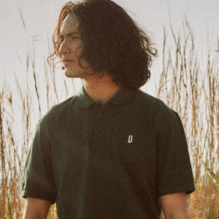 Ulturale Polo Verde Con Logo Ulturale Bianco In 100% Cotone - Ulturale