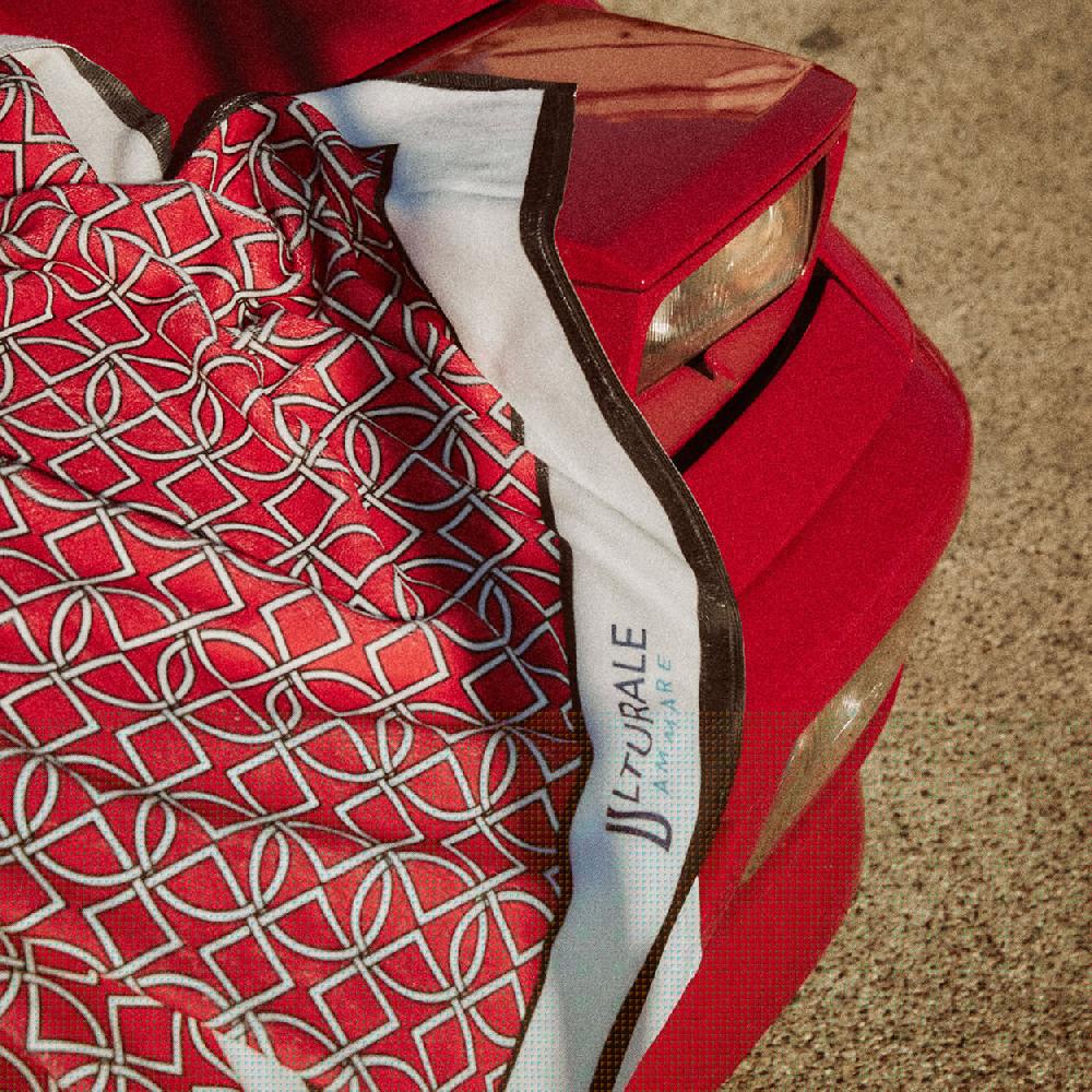 Ulturale Telo mare fantasia geometrica su fondo rosso in poliestere e cotone - Ulturale