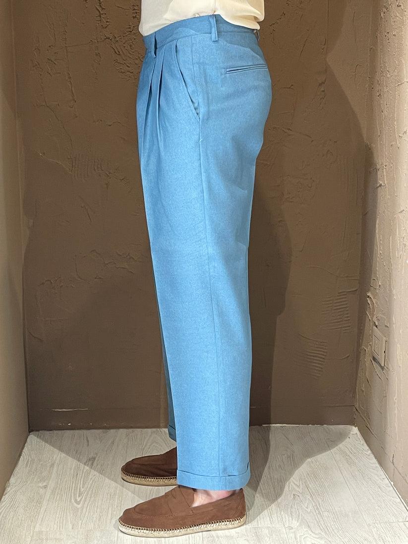 Underground Couture Pantalone Doppia Pence Celeste