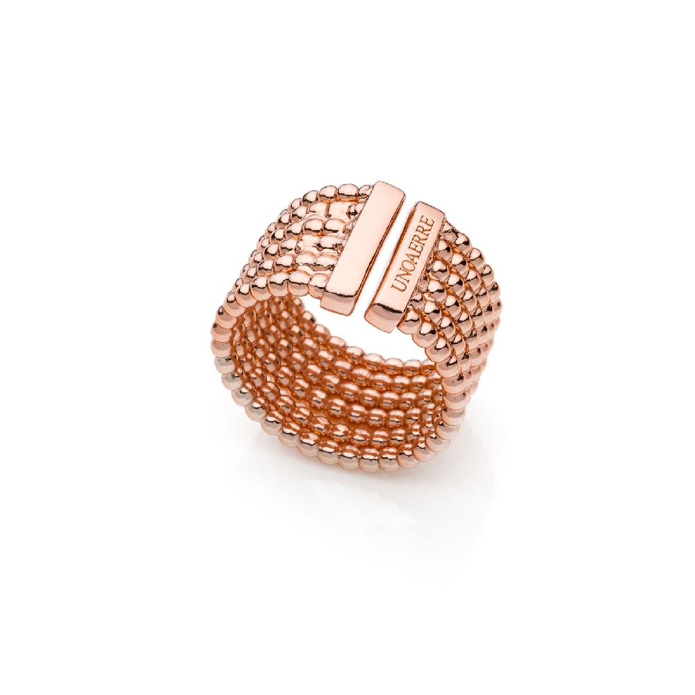 Unoaerre Anello A Fascia Con Bagno In Oro Giallo E Catena A Palline | UNOAERRE Gioielli