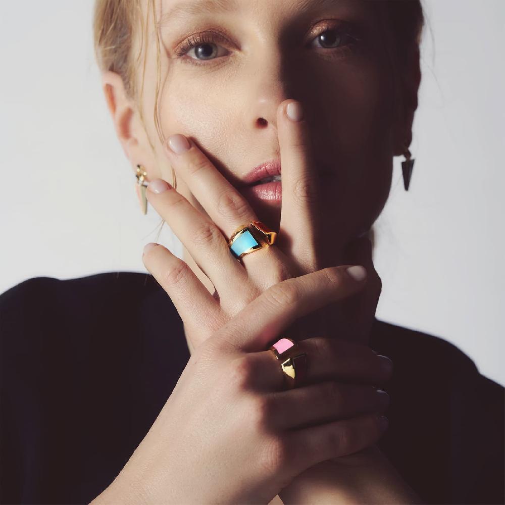 Unoaerre Anello A Fascia Smalto Azzurro | UNOAERRE Gioielli