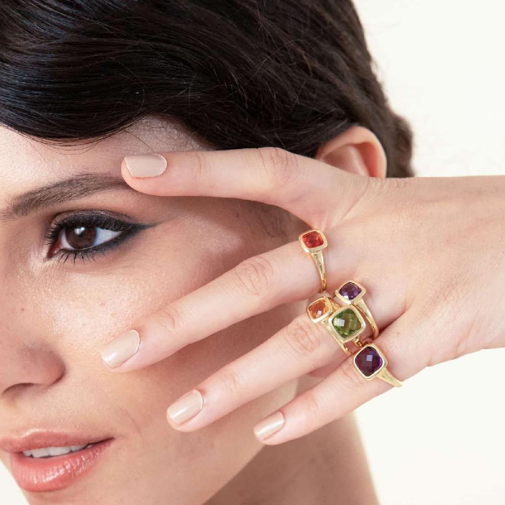 Unoaerre Anello Donna Argento E Cristallo Verde Peridot | UNOAERRE Gioielli