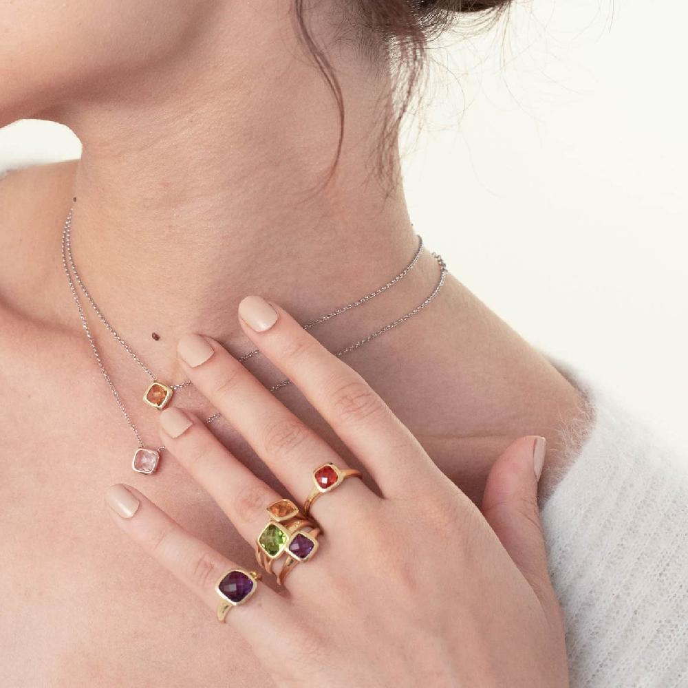 Unoaerre Anello Donna Argento E Cristallo Verde Peridot | UNOAERRE Gioielli