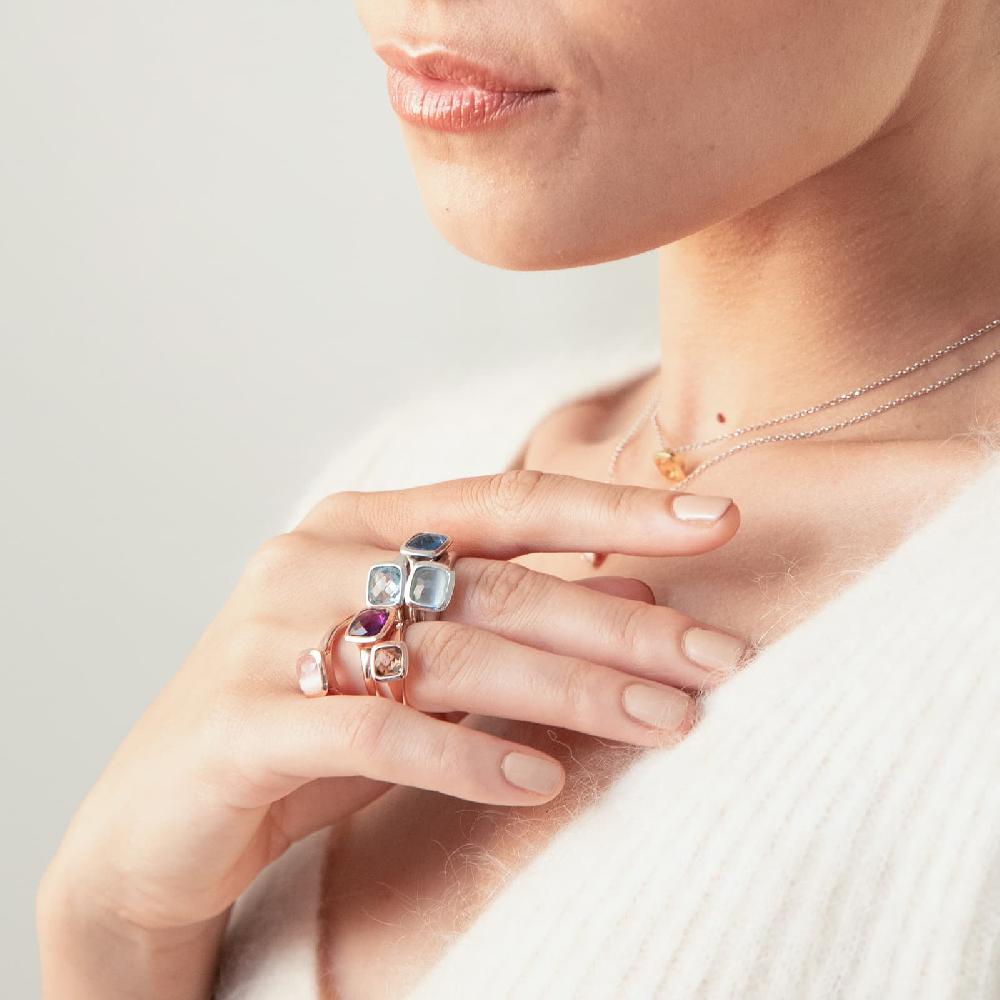 Unoaerre Anello Donna Unoaerre In Argento E Cristallo Acquamarina | UNOAERRE Gioielli