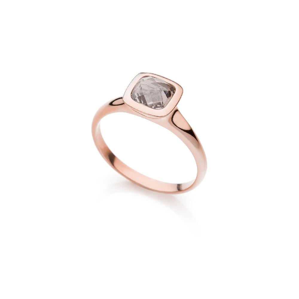 Unoaerre Anello donna Unoaerre in argento rosa e cristallo fumé | UNOAERRE Gioielli