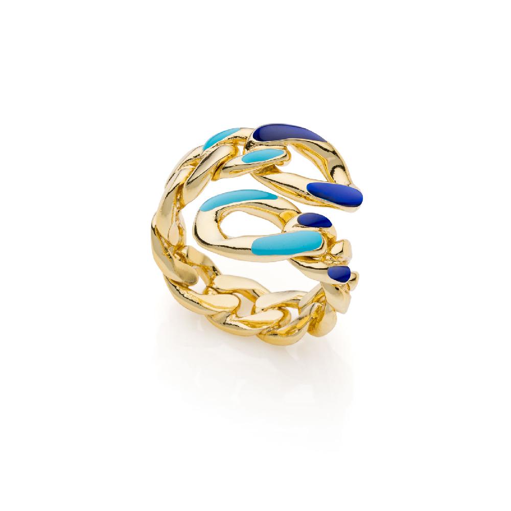 Unoaerre Anello groumette smalto blu | UNOAERRE Gioielli