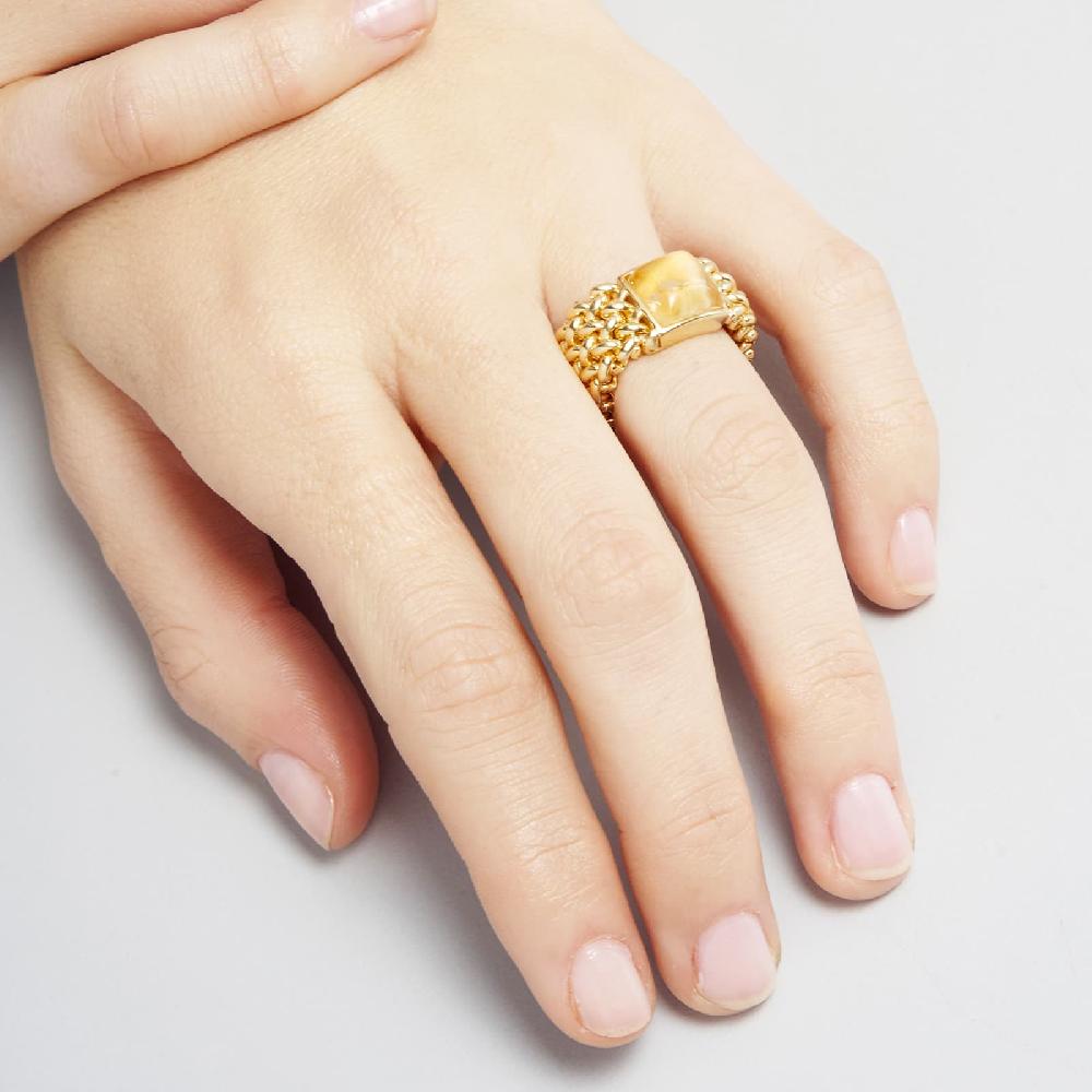 Unoaerre Anello In Argento Con Quarzo Naturale Giallo Chicco | UNOAERRE Gioielli