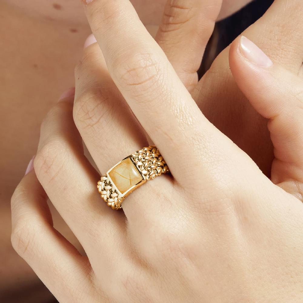 Unoaerre Anello In Argento Con Quarzo Naturale Giallo Chicco | UNOAERRE Gioielli