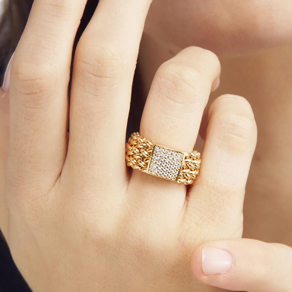 Unoaerre Anello In Argento Dorato E Zirconi Chicco | UNOAERRE Gioielli