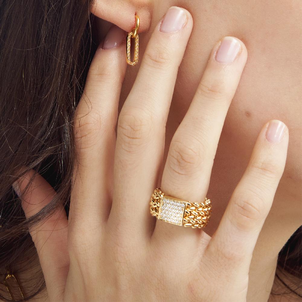 Unoaerre Anello In Argento Dorato E Zirconi Chicco | UNOAERRE Gioielli