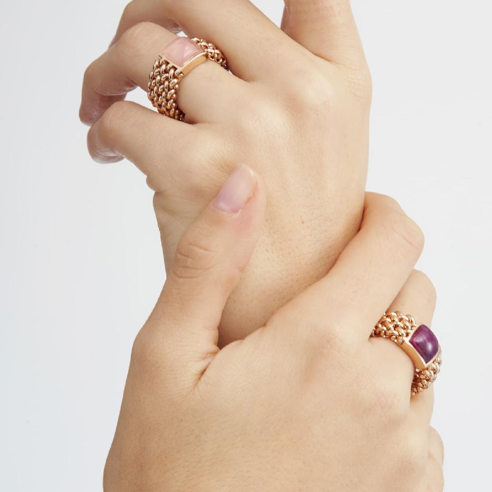 Unoaerre Anello In Argento Dorato Rosa Con Radice Di Rubino | UNOAERRE Gioielli