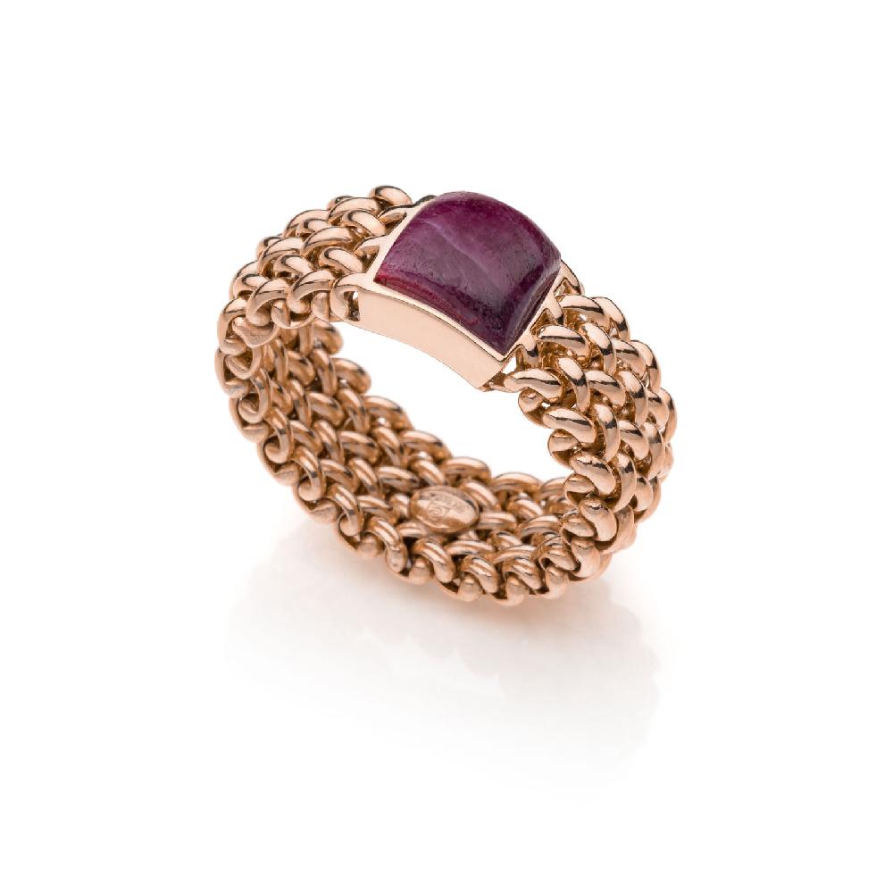 Unoaerre Anello in argento dorato rosa con radice di rubino | UNOAERRE Gioielli