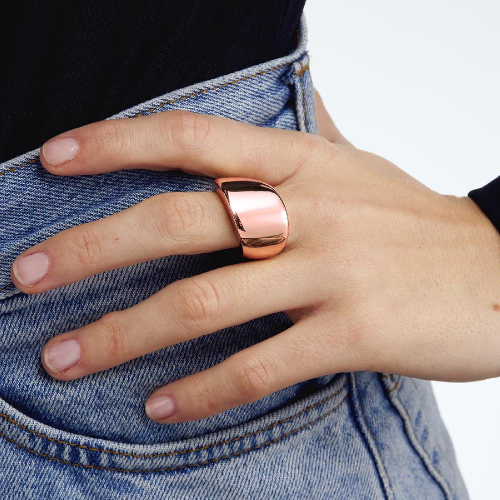 Unoaerre Anello In Bronzo A Fascia Bombata Rosa | UNOAERRE Gioielli