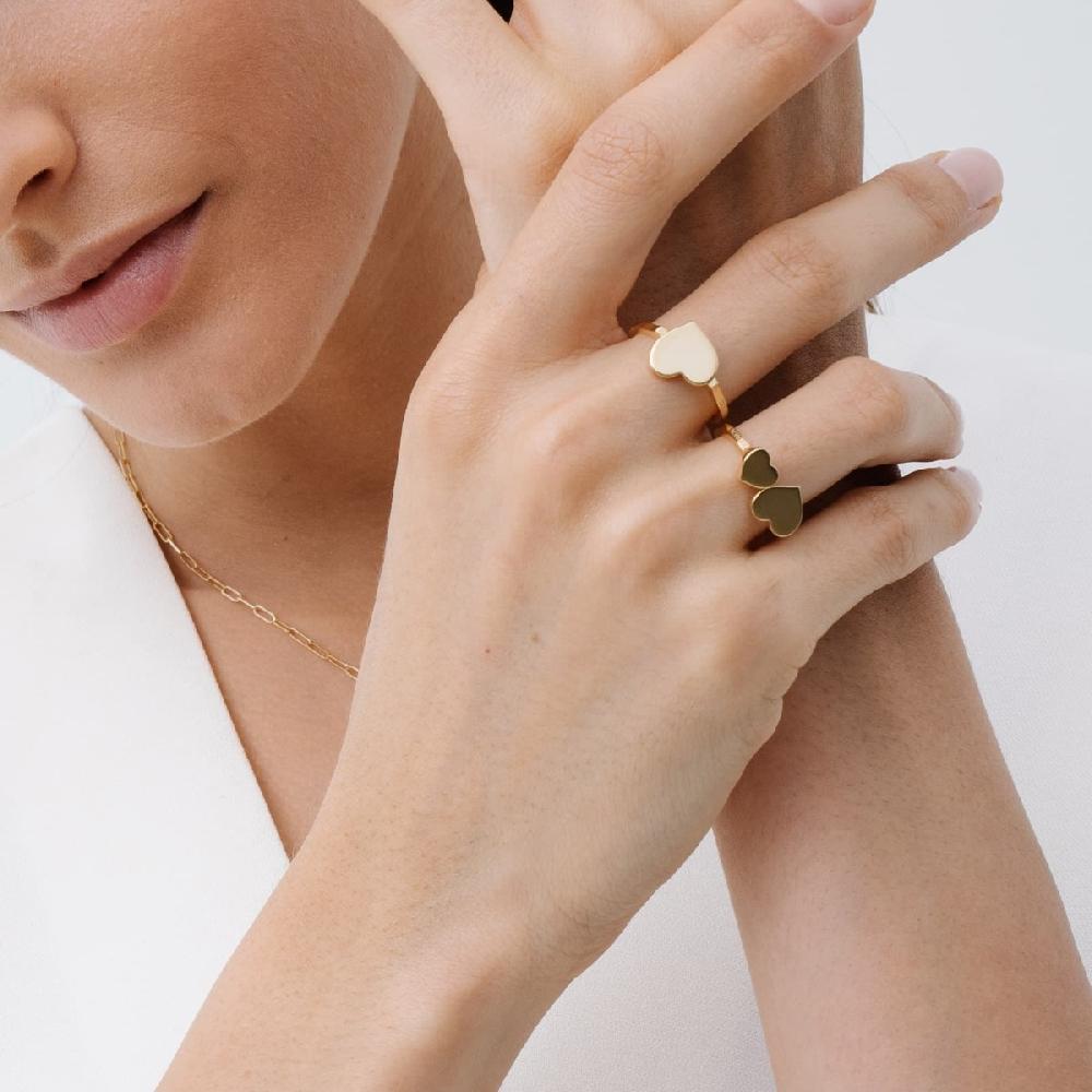 Unoaerre Anello In Oro Con Cuore Grande E Piccolo | UNOAERRE Gioielli