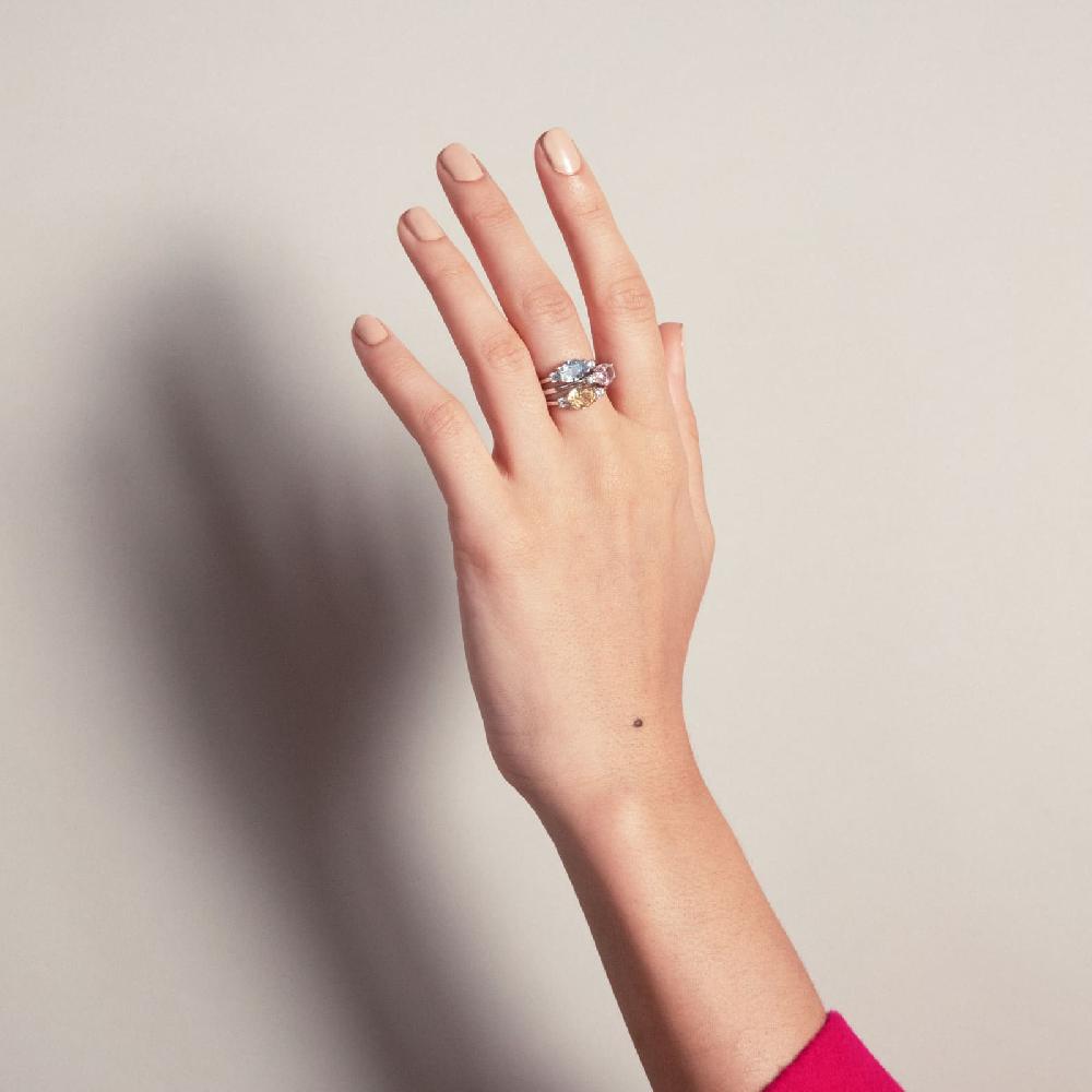 Unoaerre Anello Solitario In Argento Con Cubic Zirconia Azzurra | UNOAERRE Gioielli