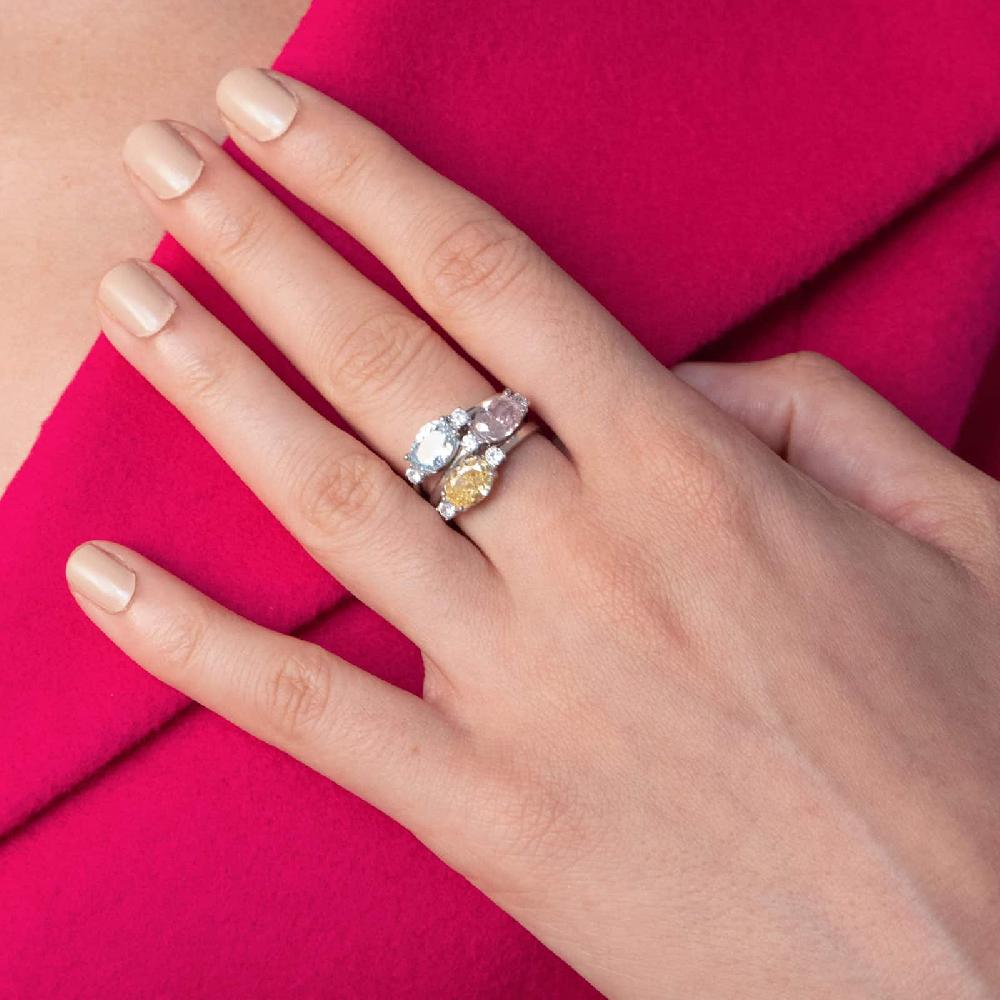 Unoaerre Anello Solitario In Argento Con Cubic Zirconia Rosa | UNOAERRE Gioielli