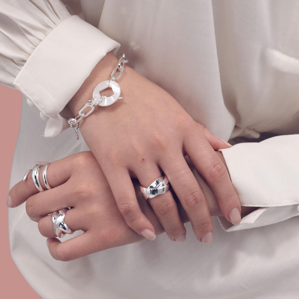 Unoaerre Bracciale Catena Argentata E Madreperla | UNOAERRE Gioielli