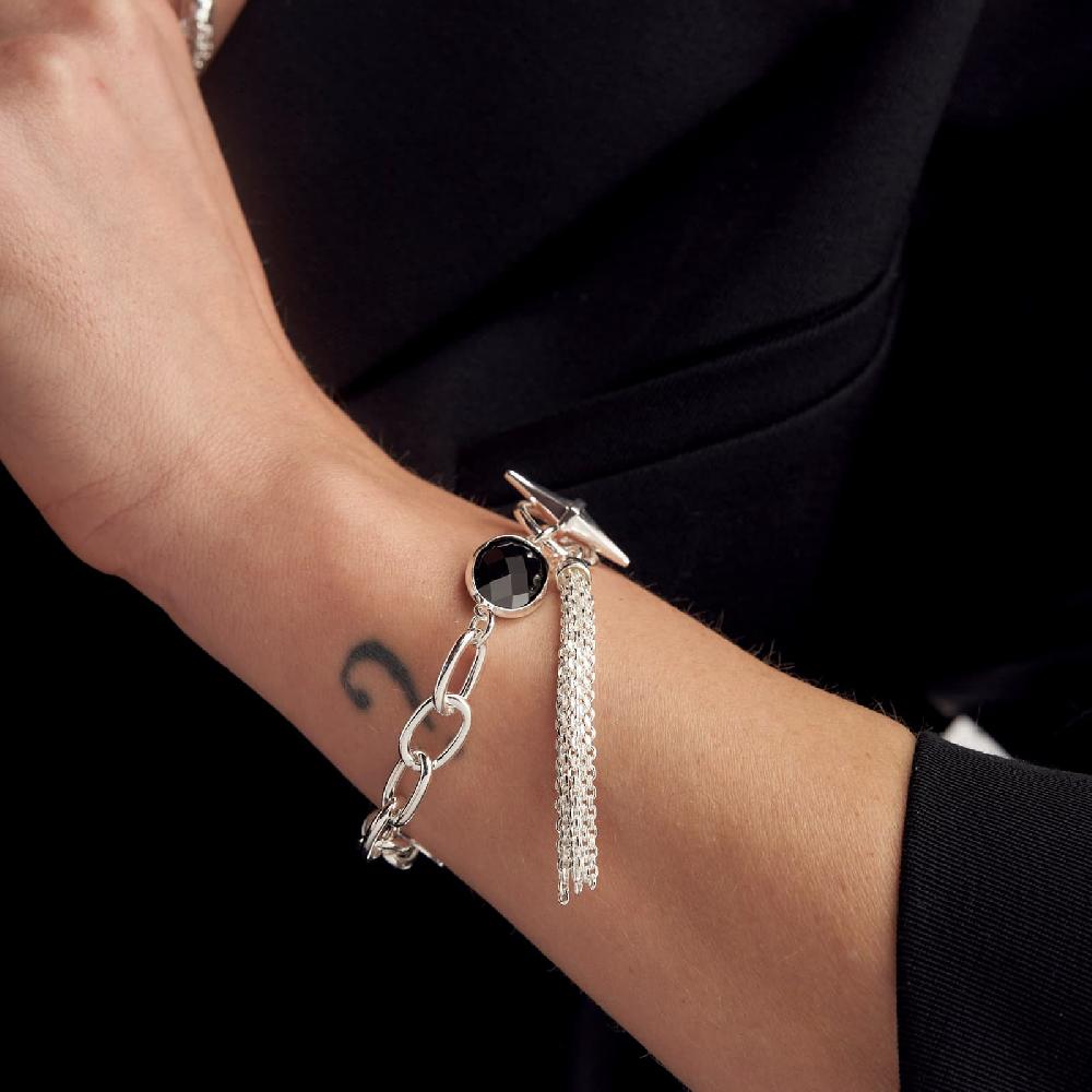 Unoaerre Bracciale Catena Argento E Pietra Nera | UNOAERRE Gioielli