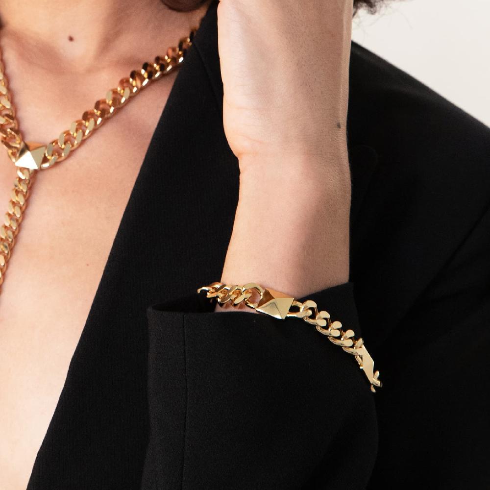 Unoaerre Bracciale Catena Grumetta Con Elementi Piramide | UNOAERRE Gioielli