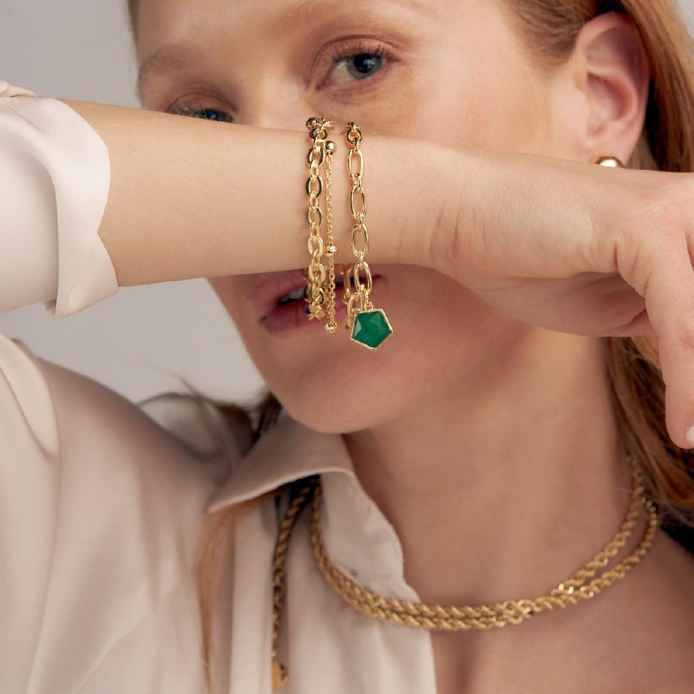 Unoaerre Bracciale Donna A Tre Fili Dorato Con Pietra | UNOAERRE Gioielli