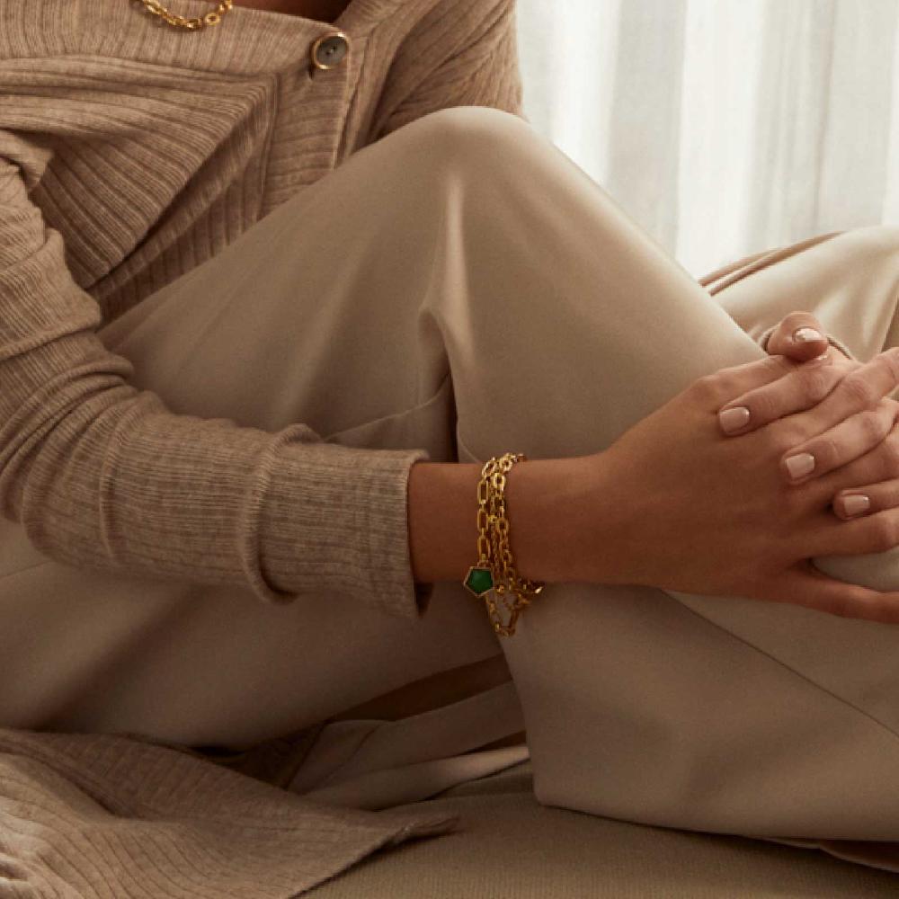 Unoaerre Bracciale Donna A Tre Fili Dorato Con Pietra | UNOAERRE Gioielli