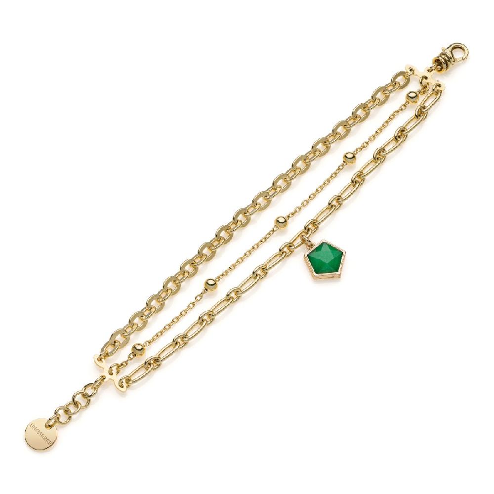 Unoaerre Bracciale donna a tre fili dorato con pietra | UNOAERRE Gioielli