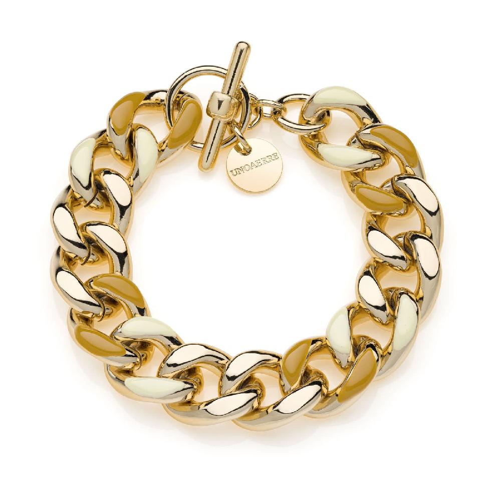 Unoaerre Bracciale donna catena grumetta smalto beige e nocciola | UNOAERRE Gioielli