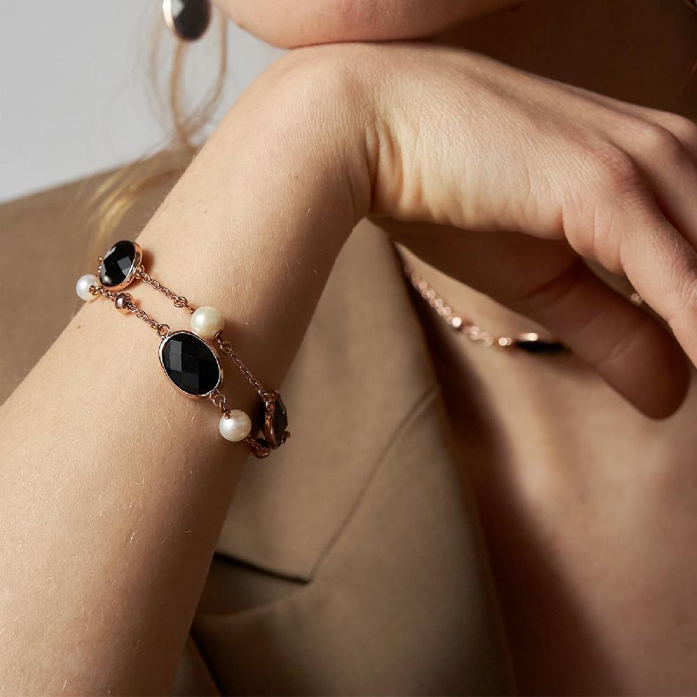 Unoaerre Bracciale Donna Con Pietre Nere E Perle | UNOAERRE Gioielli